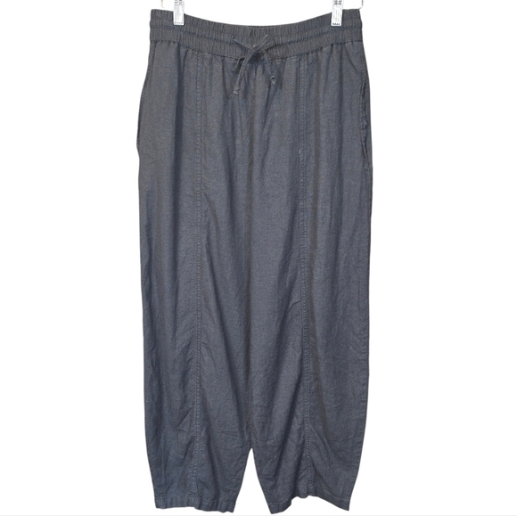 Zara Pants - Zara Linen Blend Relaxed Tapered Leg Pull On Drawstring Pants Gray Size Small